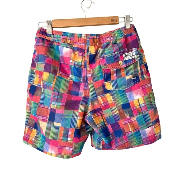 Polo Ralph Lauren Traveler Ikat Patchwork Colorful Plaid Swim Trunks XL 18-20 - Picture 4 of 9